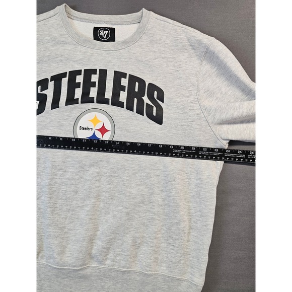 47 Brand Pittsburgh Steelers Light Gray Crewneck Sweatshirt Size Large - Picture 5 of 6